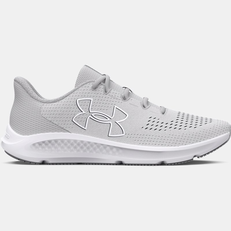 Women's  Under Armour  Charged Pursuit 3 Big Logo Running Shoes Halo Gray / Halo Gray / White 3.5